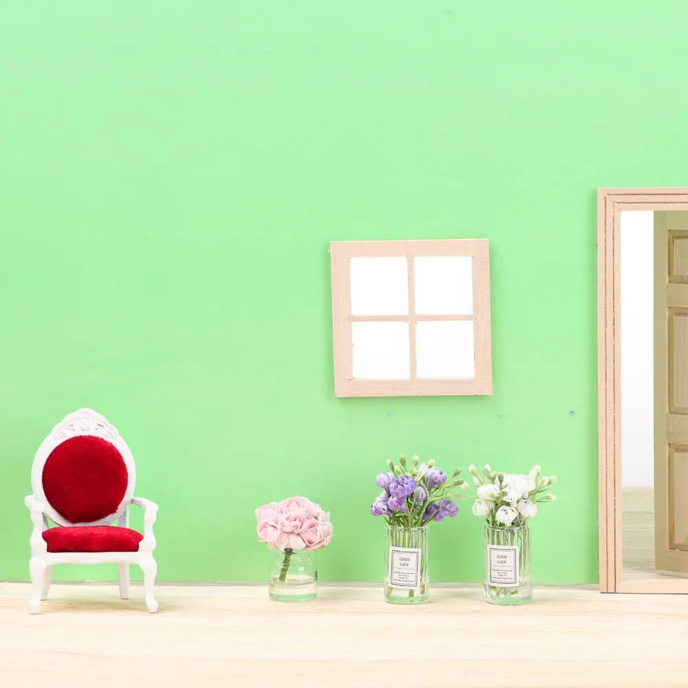 1PC Mini Flower Vase Dollhouse Accessories Simulation Pink Rose White Jasmine 1:12 Scale Mini Floral Arrangement Miniature Model