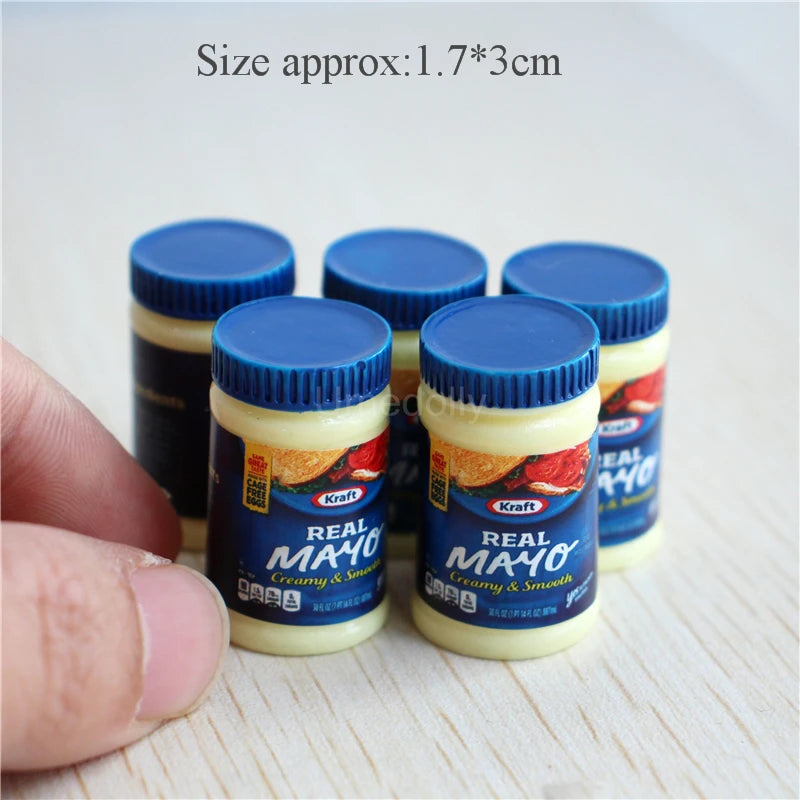 5PCS 1/6 or 1/12 Scale Miniature Dollhouse Peanut Butter Salad Dressing Bottle Mini Kitchen Doll Food Accessories Toy