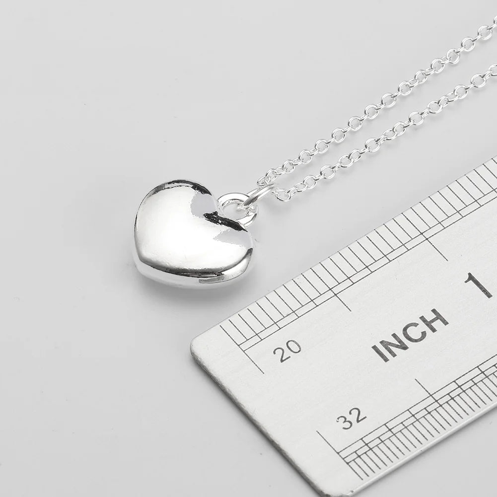 925 sterling Silver Solid Romantic heart Necklace For Women Fashion party wedding accessories jewelry christmas gifts