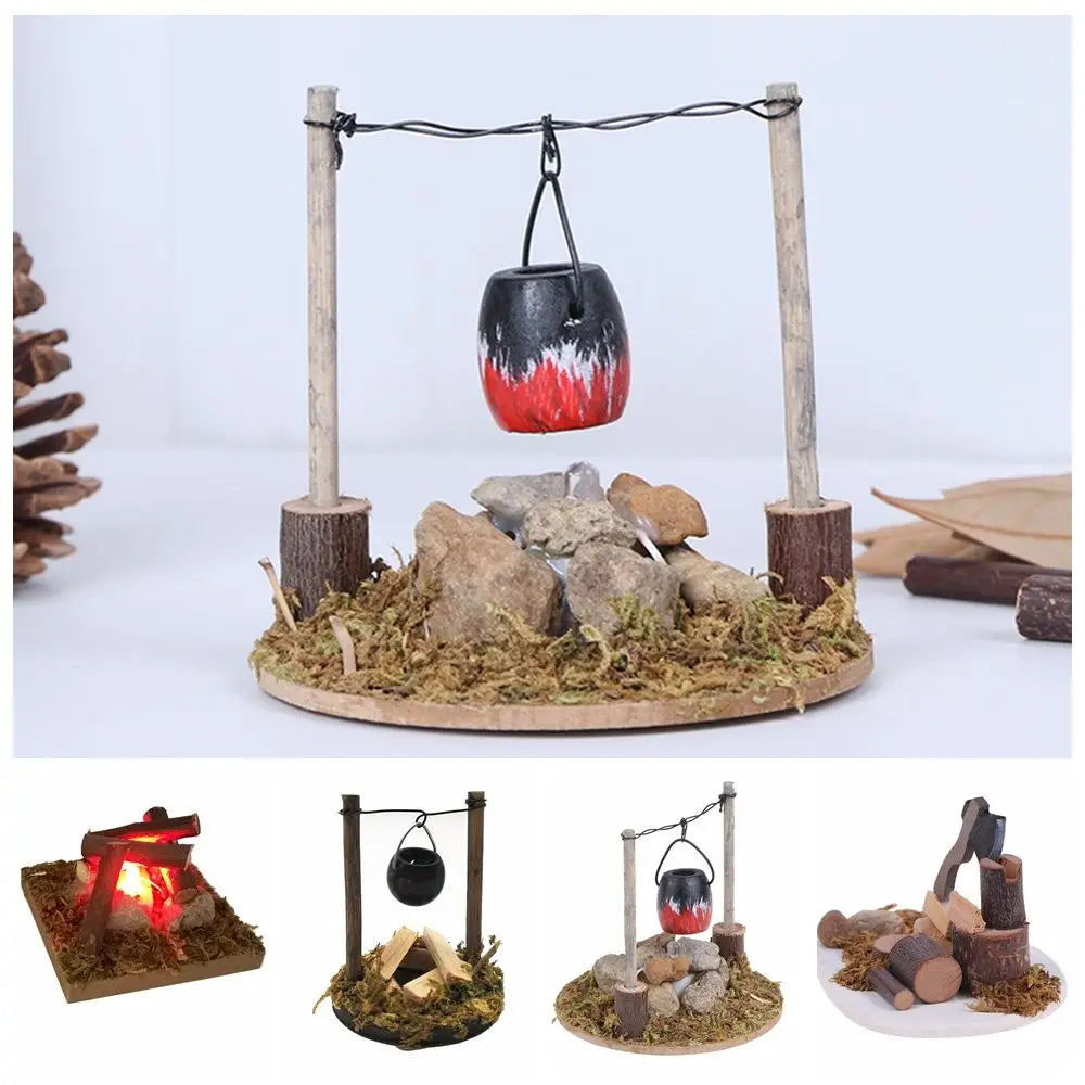 1:12 Scale Dollhouse Bonfire Miniatures Campfire Villa Scene Model Fairy Garden Decor Micro Landscape Playing House