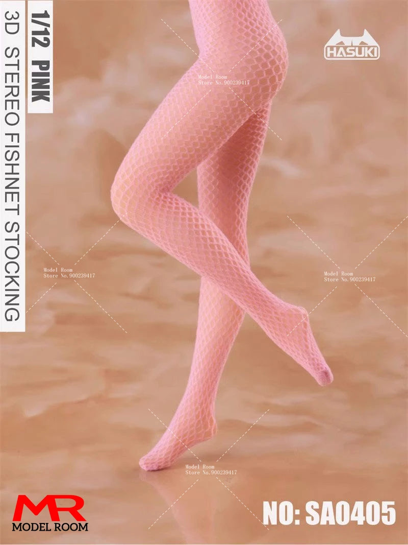 HASUKI SA04 1/12 Scale 3D Fishnet Stockings Seamless Socks Clothes Accessories Model Fit 6'' Female Soldier Action Figure Body