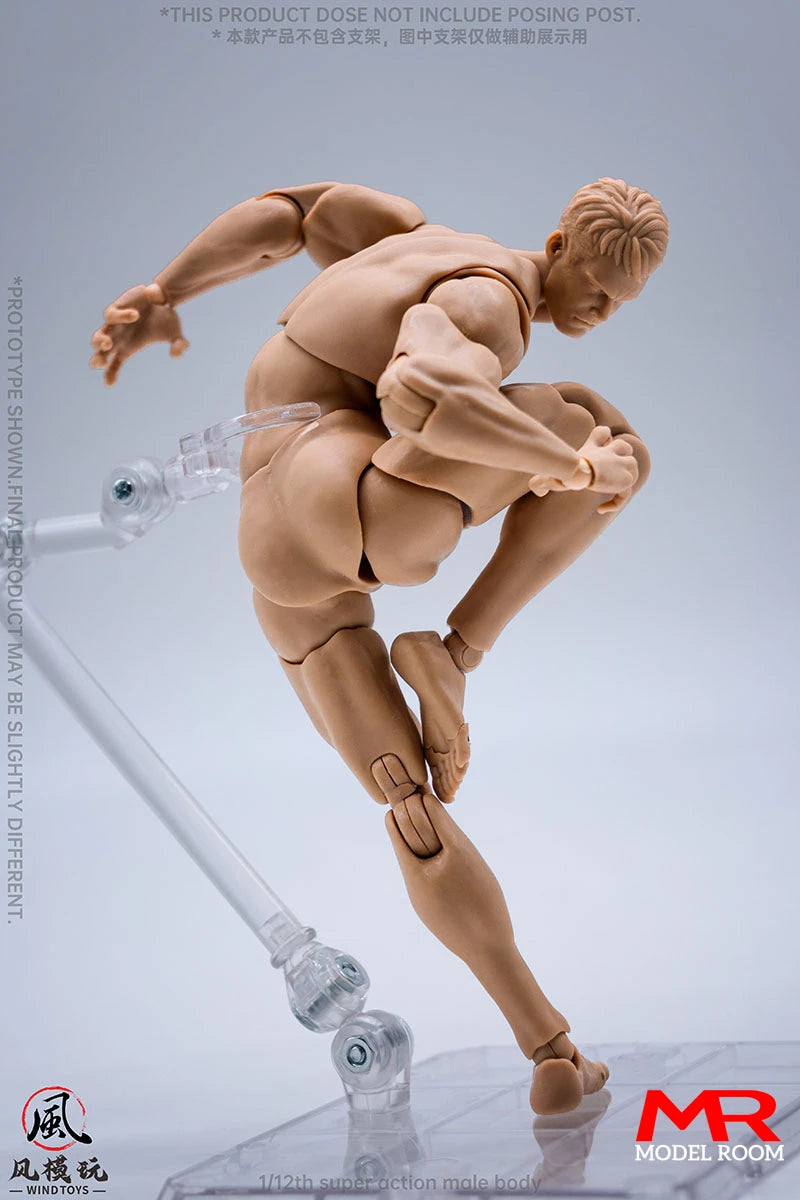 Wind Toys 1/12 Male Muscle Strong Super Flexible Joint Body 16cm Man Action Figure Doll Model with Head Sculpt