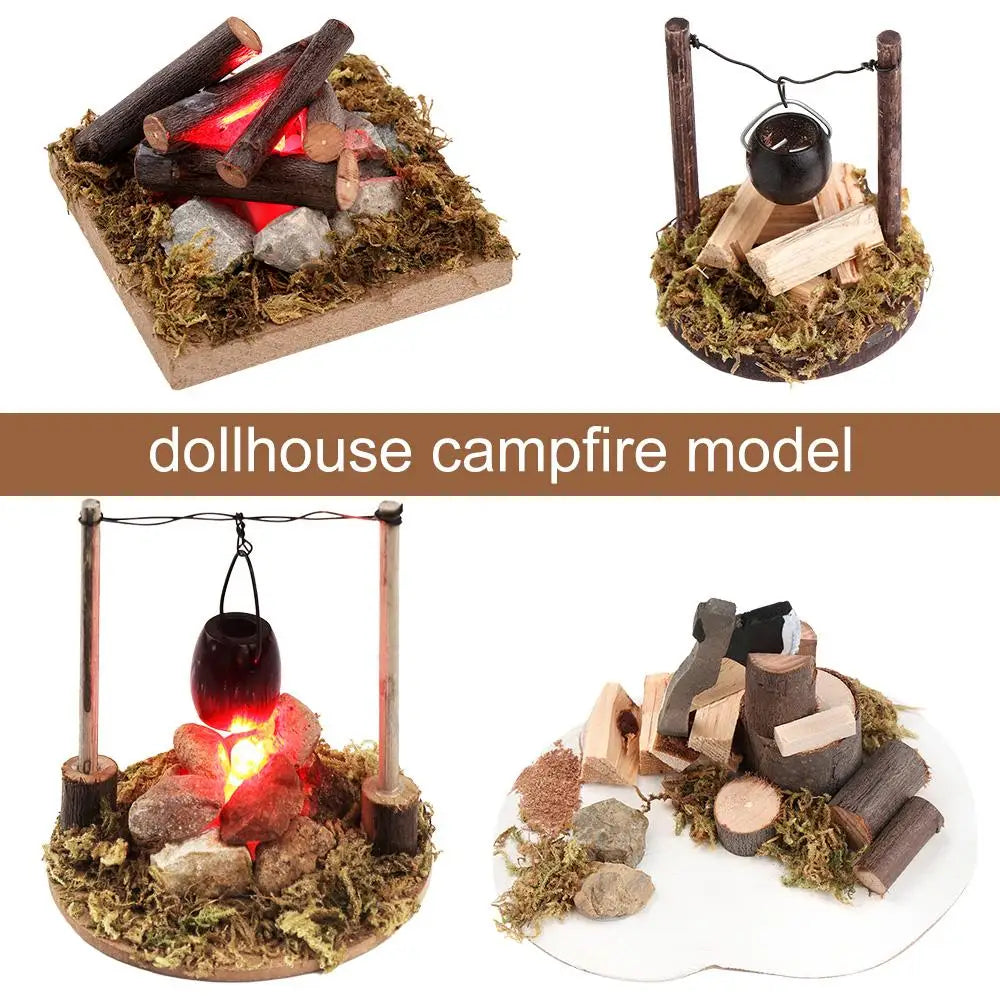 1:12 Scale Dollhouse Bonfire Miniatures Campfire Villa Scene Model Fairy Garden Decor Micro Landscape Playing House