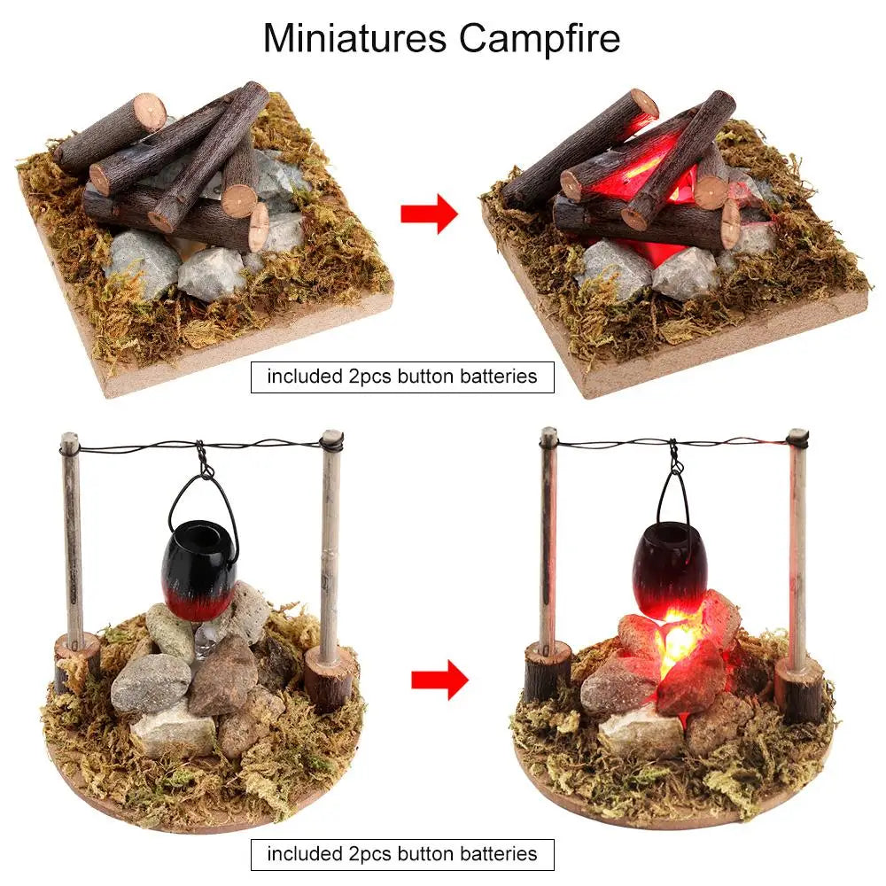 1:12 Scale Dollhouse Bonfire Miniatures Campfire Villa Scene Model Fairy Garden Decor Micro Landscape Playing House