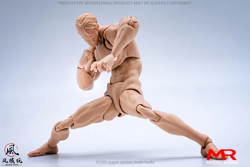 Wind Toys 1/12 Male Muscle Strong Super Flexible Joint Body 16cm Man Action Figure Doll Model with Head Sculpt