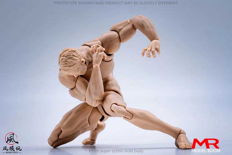 Wind Toys 1/12 Male Muscle Strong Super Flexible Joint Body 16cm Man Action Figure Doll Model with Head Sculpt