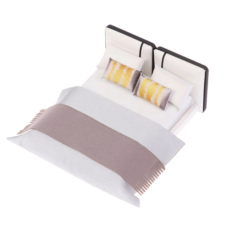 1/12 Dollhouse Miniature Broken Flower Bed Toy Mini Furniture Bedroom DIY Doll House Double Bed Decoration Accessories