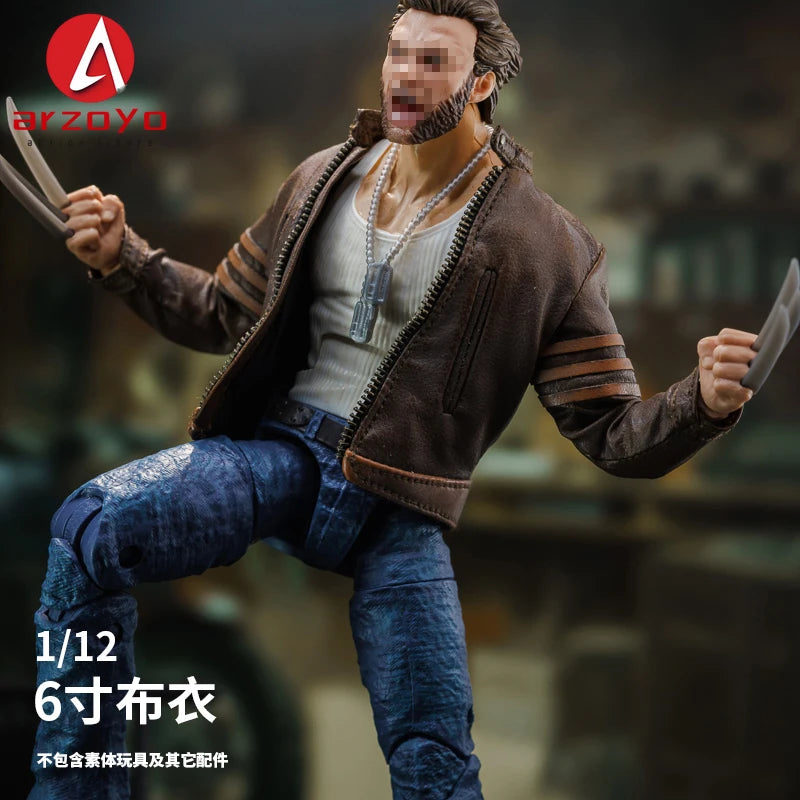 1/12 Scale Male Soldier Leather jacket Clothes Model Fit 6'' Logan Romankey Ant Notaman Male Soldier Action Figure Body