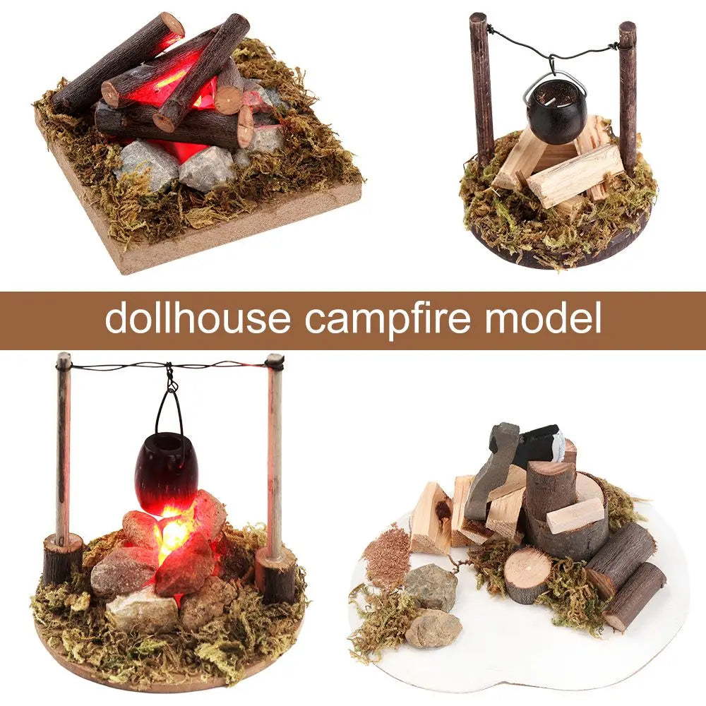 1:12 Scale Dollhouse Bonfire Miniatures Campfire Villa Scene Model Fairy Garden Decor Micro Landscape Playing House