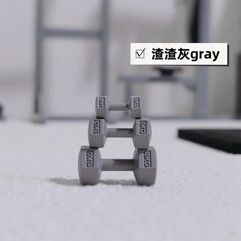 3pcs 1/12 Scale Miniature Dollhouse Mini Metal Dumbbells Sports Equipment Model Toys for OB11 BJD Doll Accessories