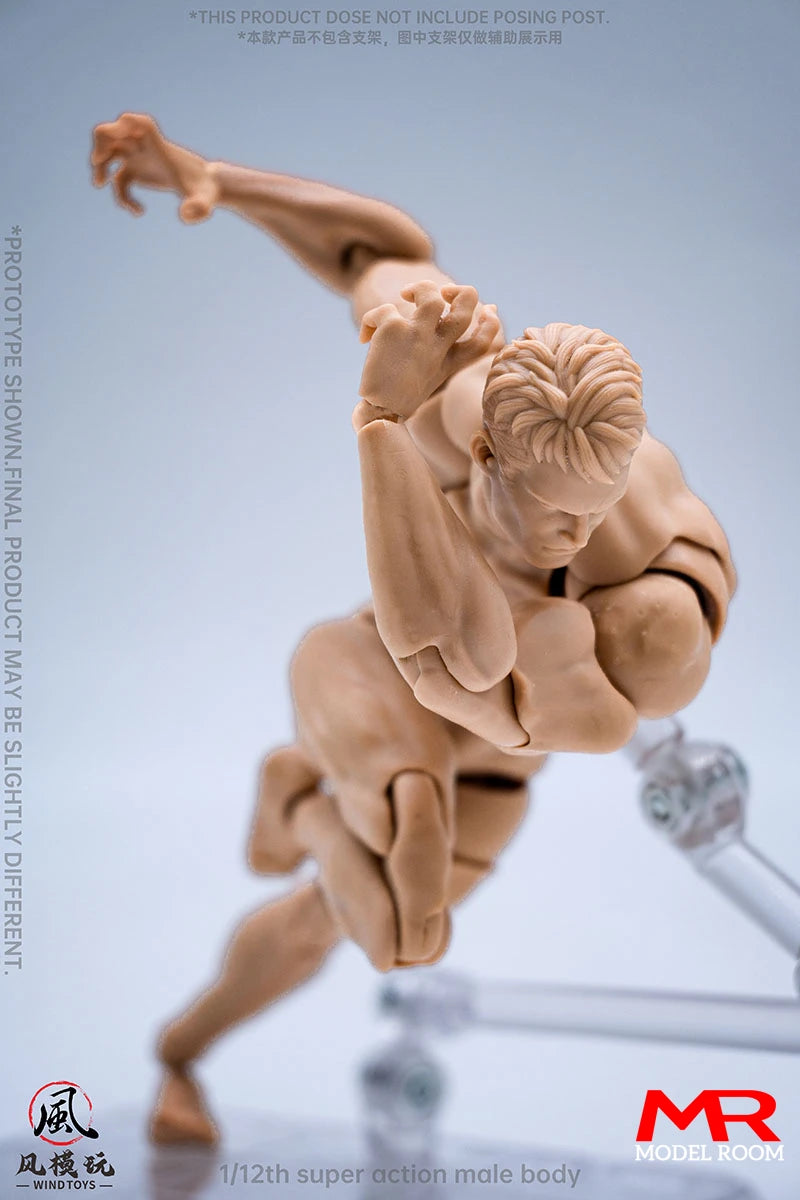 Wind Toys 1/12 Male Muscle Strong Super Flexible Joint Body 16cm Man Action Figure Doll Model with Head Sculpt