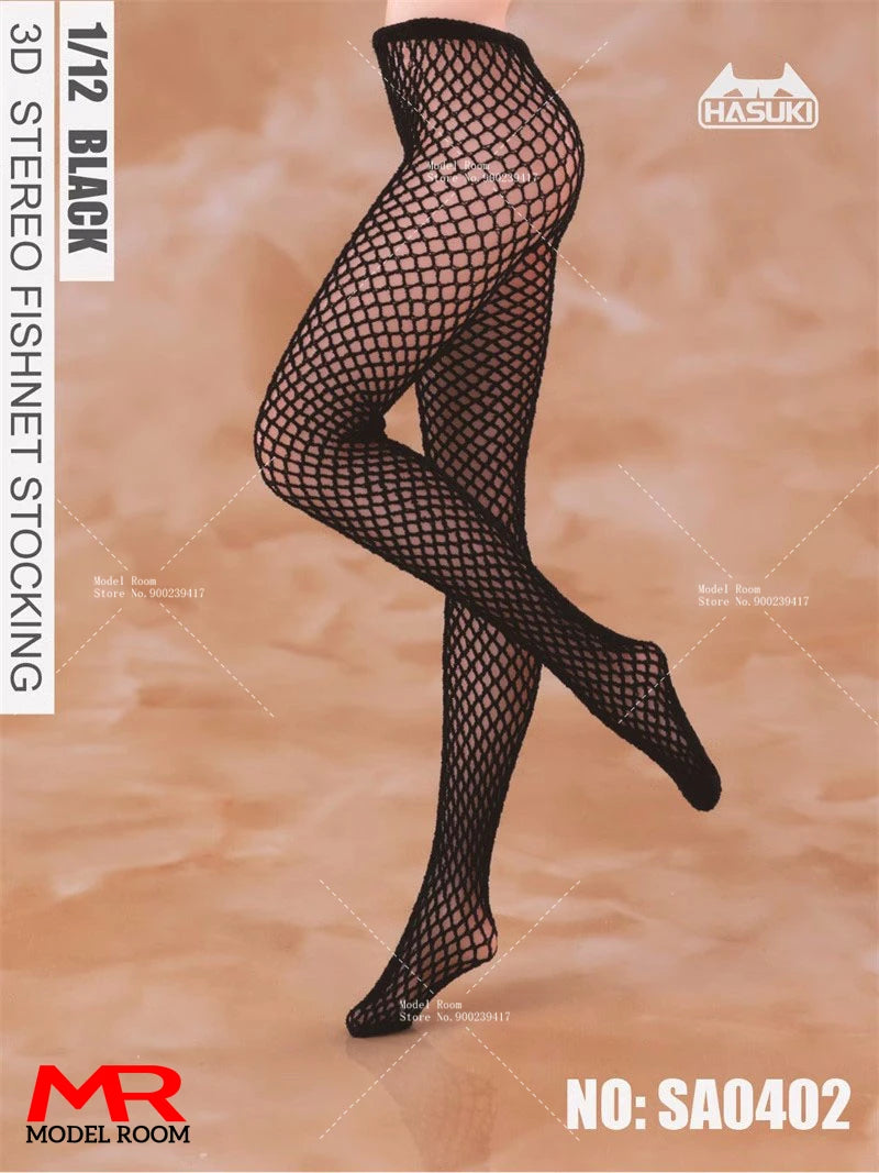 HASUKI SA04 1/12 Scale 3D Fishnet Stockings Seamless Socks Clothes Accessories Model Fit 6'' Female Soldier Action Figure Body