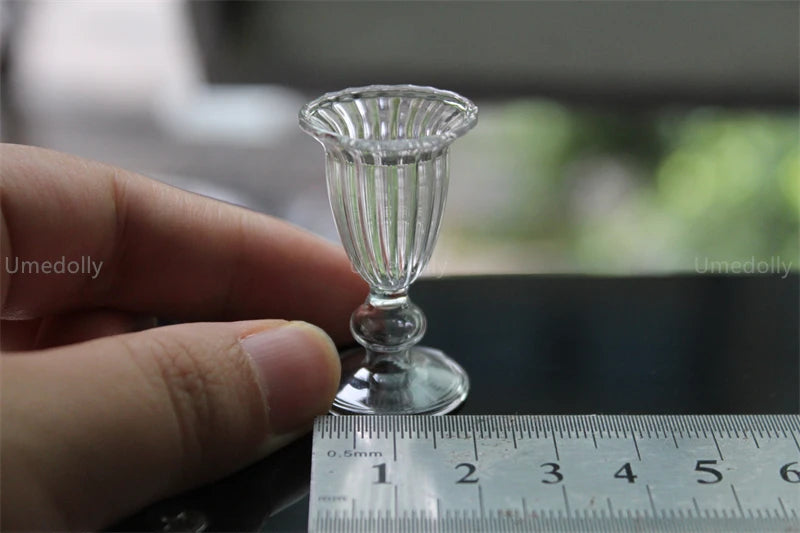1/4 1/6 1/12 Scale Miniature Dollhouse Wine Glass Mini Dessert Cup Pretend Play Kitchen for Doll Food Toy Accessories