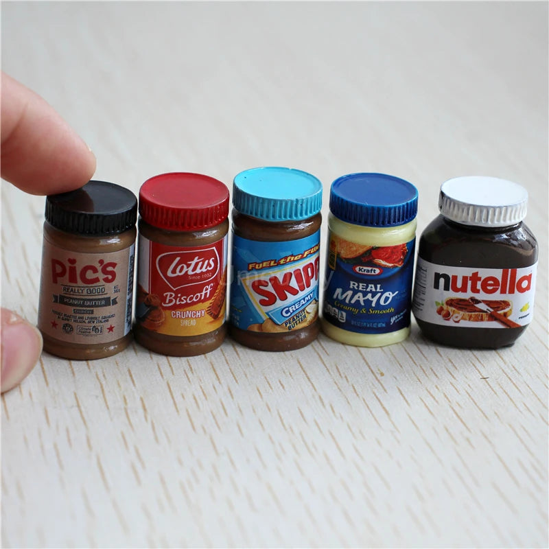 5PCS 1/6 or 1/12 Scale Miniature Dollhouse Peanut Butter Salad Dressing Bottle Mini Kitchen Doll Food Accessories Toy