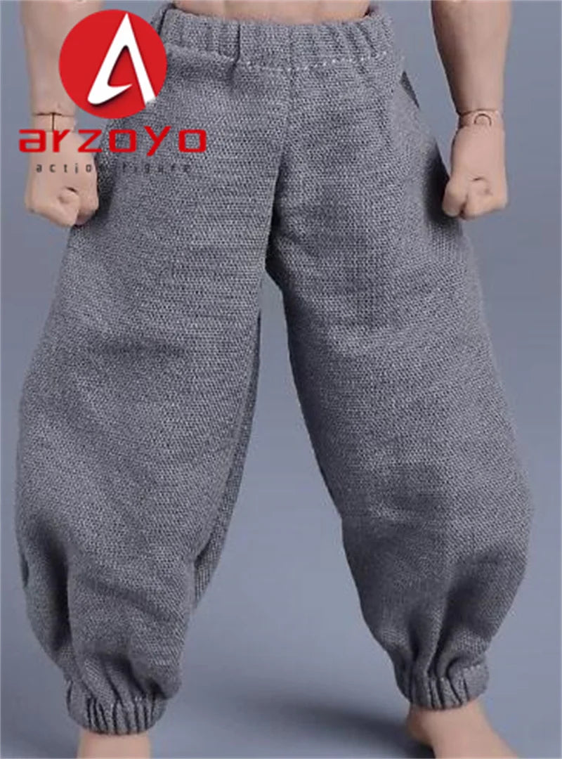 1/12 Scale Vintage Kung Fu Shoes T-shirt Pants Suit Clothes Lantern Pants Model for 6'' Romankey Male Soldiers Action Figure