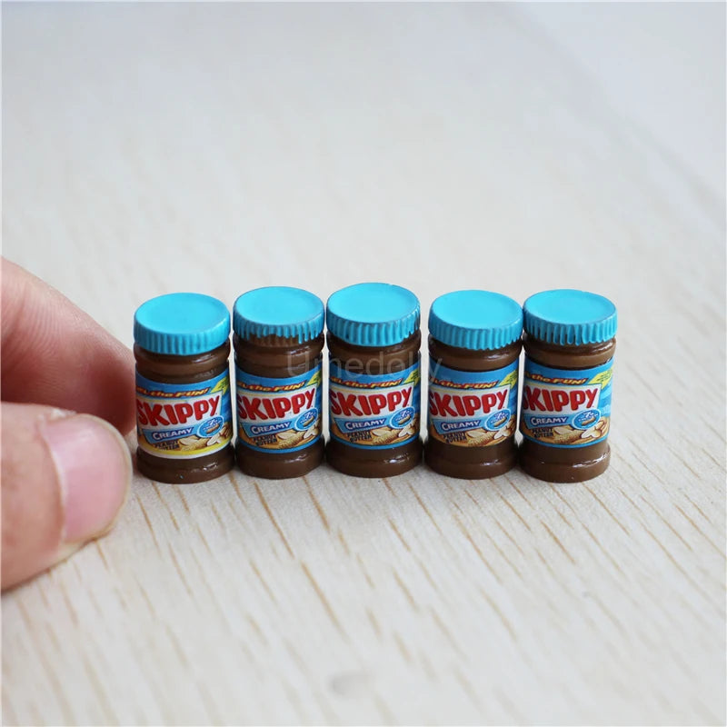 5PCS 1/6 or 1/12 Scale Miniature Dollhouse Peanut Butter Salad Dressing Bottle Mini Kitchen Doll Food Accessories Toy