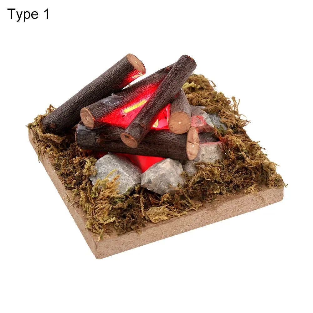 1:12 Scale Dollhouse Bonfire Miniatures Campfire Villa Scene Model Fairy Garden Decor Micro Landscape Playing House