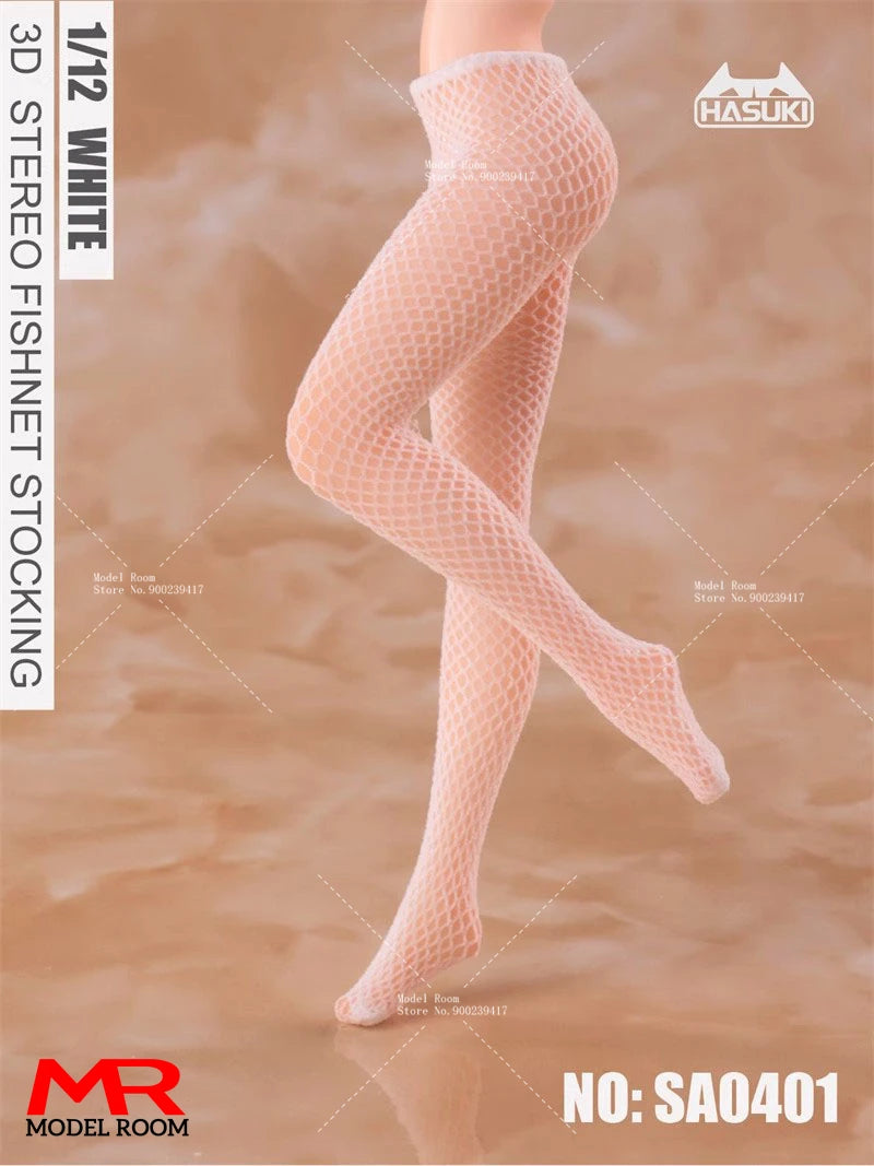 HASUKI SA04 1/12 Scale 3D Fishnet Stockings Seamless Socks Clothes Accessories Model Fit 6'' Female Soldier Action Figure Body