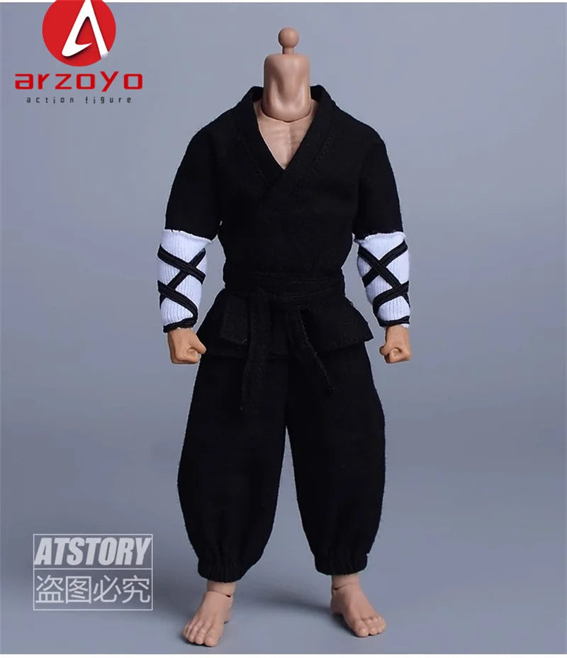 1/12 Scale Vintage Kung Fu Shoes T-shirt Pants Suit Clothes Lantern Pants Model for 6'' Romankey Male Soldiers Action Figure
