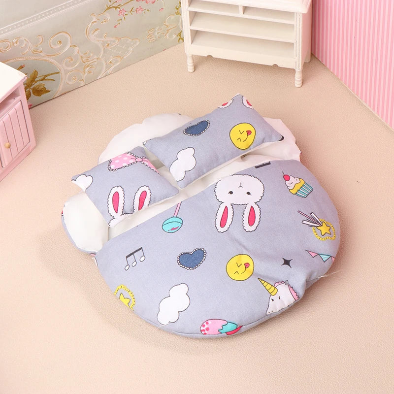 1/12 Dollhouse Miniature Broken Flower Bed Toy Mini Furniture Bedroom DIY Doll House Double Bed Decoration Accessories