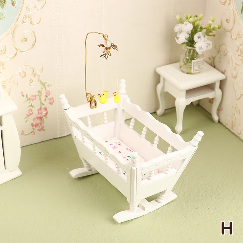 1/12 Dollhouse Miniature Broken Flower Bed Toy Mini Furniture Bedroom DIY Doll House Double Bed Decoration Accessories
