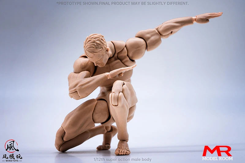 Wind Toys 1/12 Male Muscle Strong Super Flexible Joint Body 16cm Man Action Figure Doll Model with Head Sculpt