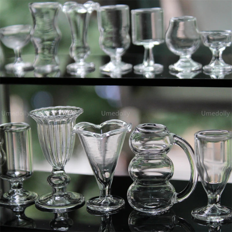 1/4 1/6 1/12 Scale Miniature Dollhouse Wine Glass Mini Dessert Cup Pretend Play Kitchen for Doll Food Toy Accessories