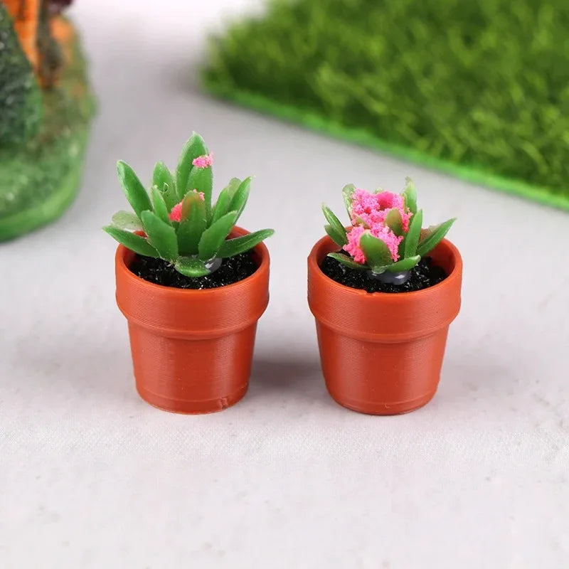 1/12 Dollhouse Miniature Scene Decoration Green Plant Pot Mini Plant Fairy Post Pot Doll Accessories Toys
