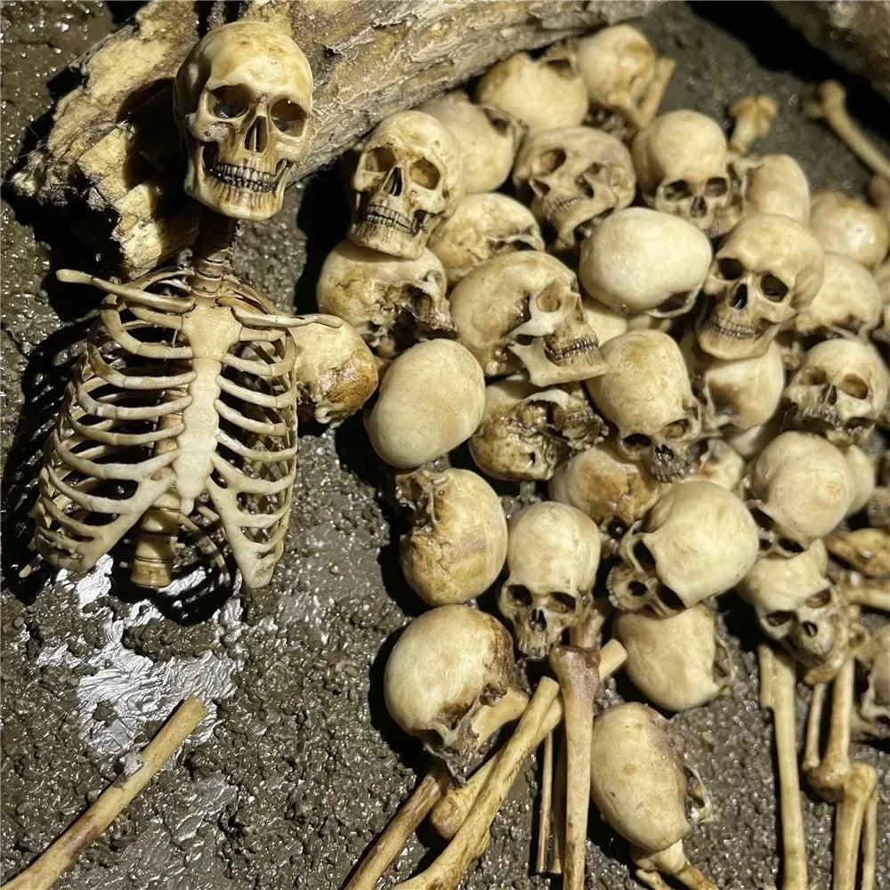 High Quality 1:12 Skeleton Miniatures Figurines Skull Miniature Model for Halloween Home Dollhouse Plant Fish Tank Decoration