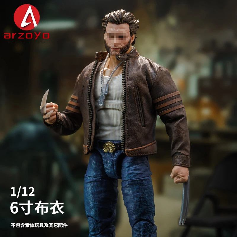 1/12 Scale Male Soldier Leather jacket Clothes Model Fit 6'' Logan Romankey Ant Notaman Male Soldier Action Figure Body