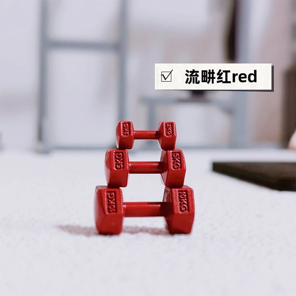 3pcs 1/12 Scale Miniature Dollhouse Mini Metal Dumbbells Sports Equipment Model Toys for OB11 BJD Doll Accessories