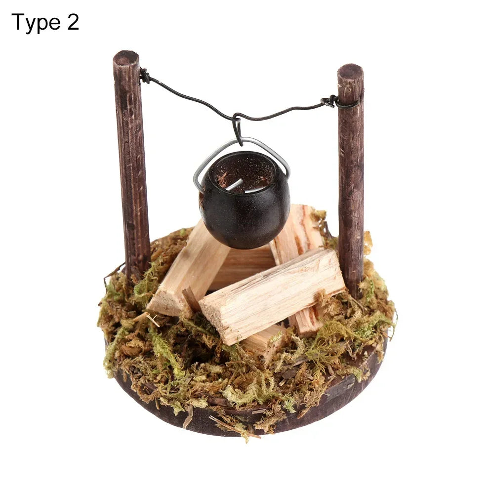 1:12 Scale Dollhouse Bonfire Miniatures Campfire Villa Scene Model Fairy Garden Decor Micro Landscape Playing House