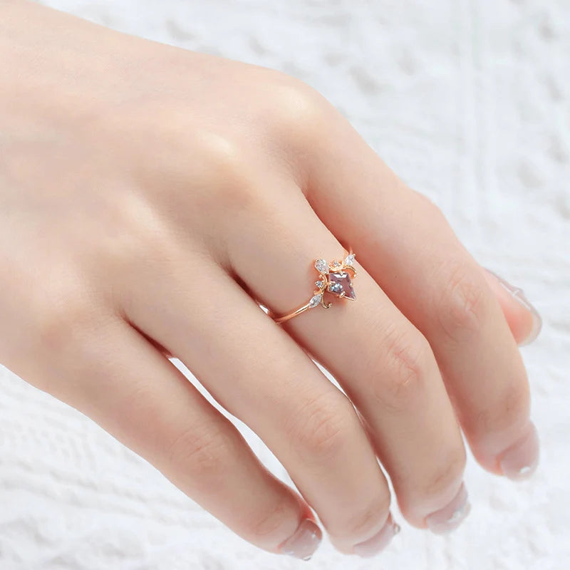 LAMOON Vintage Court Bijou Crown Ring For Women Alexandrite Ring 925 Sterling Silver Gold Plated Fine Jewelry Accessories