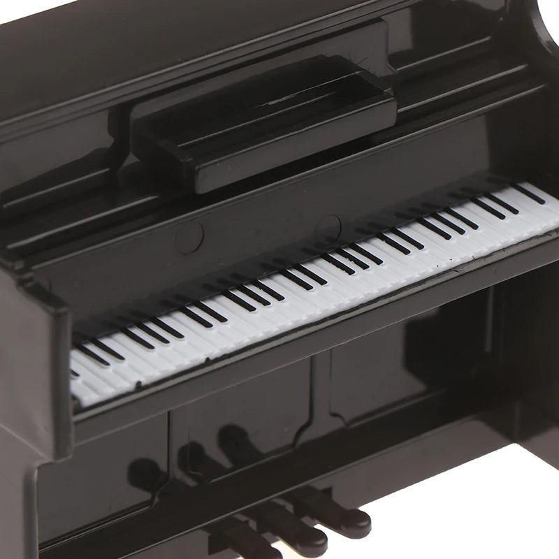 1/12 Dollhouse Miniature Accessories Mini Wooden Grand Piano with Stool Simulation Musical Instrument Model Toy Doll House Decor