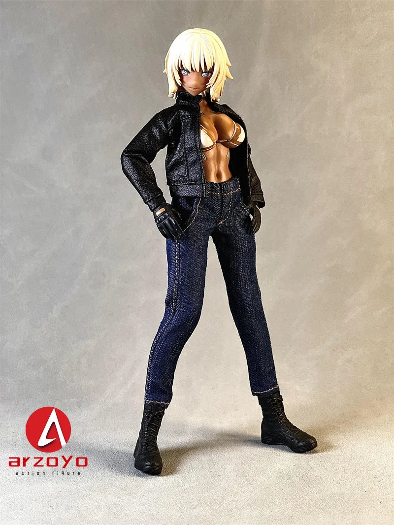 1/12 Scale Leather Jacket Cargo Pants Clothes Model Fit 6" Snail shell Romankey Female Solider Action Figure Body Doll