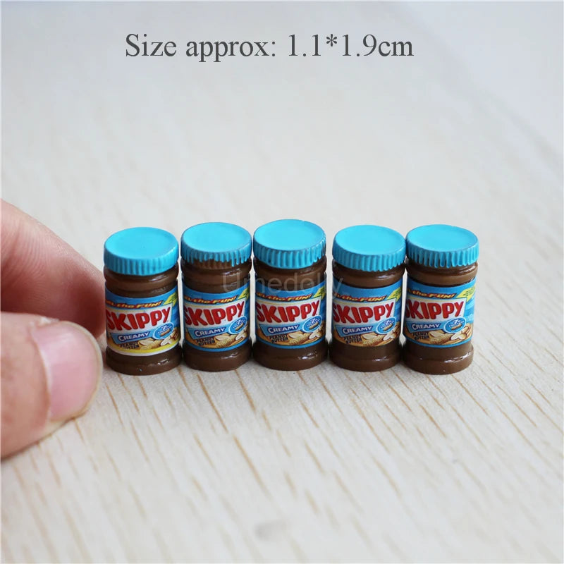 5PCS 1/6 or 1/12 Scale Miniature Dollhouse Peanut Butter Salad Dressing Bottle Mini Kitchen Doll Food Accessories Toy