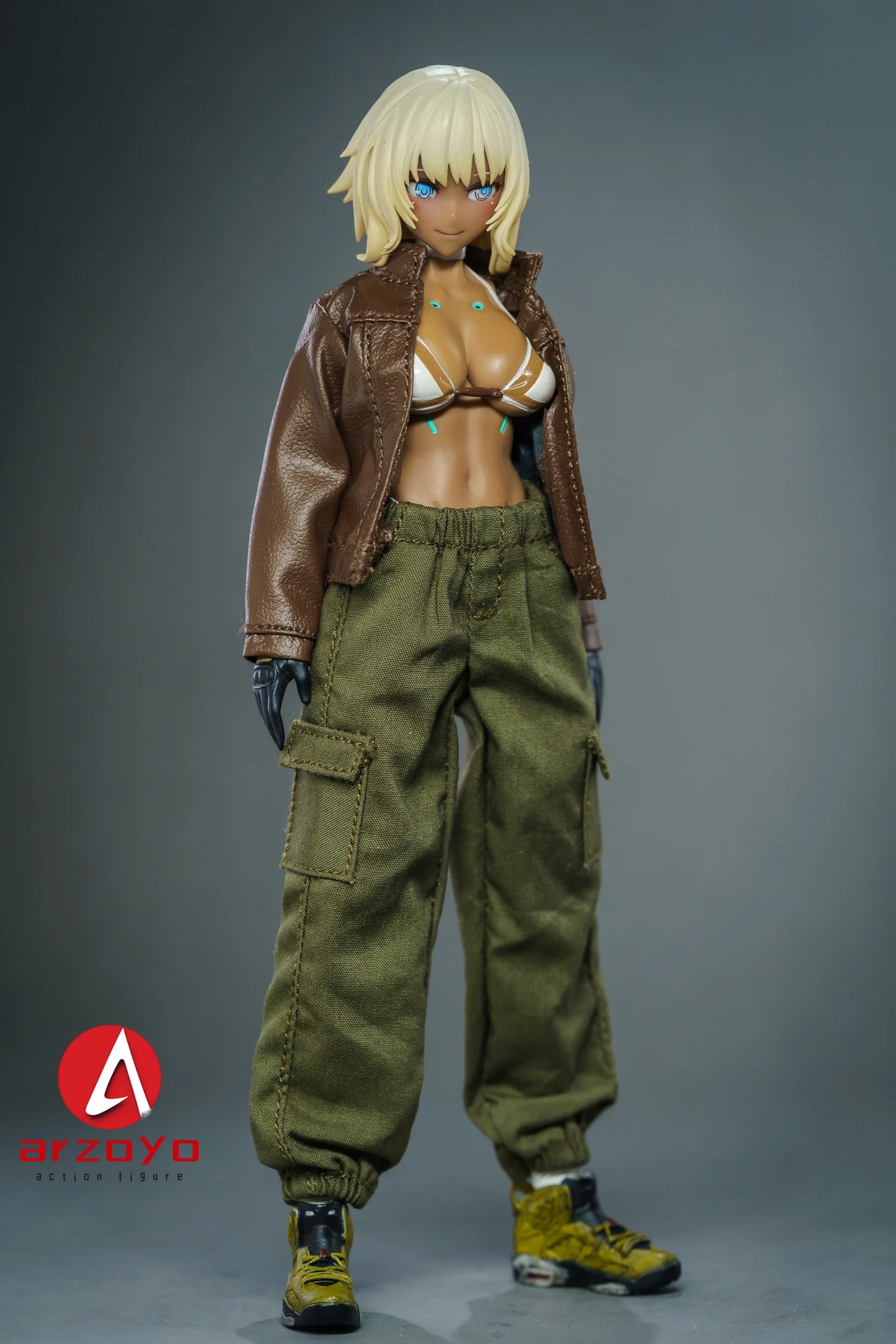 1/12 Scale Leather Jacket Cargo Pants Clothes Model Fit 6" Snail shell Romankey Female Solider Action Figure Body Doll