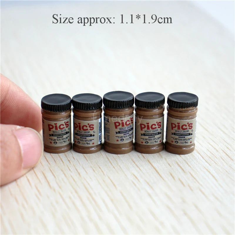 5PCS 1/6 or 1/12 Scale Miniature Dollhouse Peanut Butter Salad Dressing Bottle Mini Kitchen Doll Food Accessories Toy