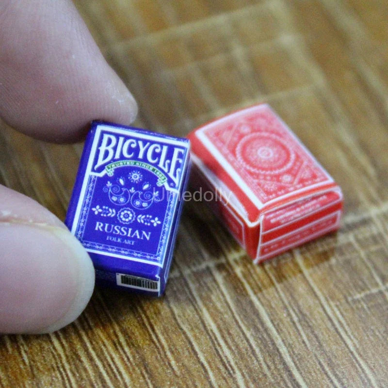1 Set 2 Boxes Mini 1/12 Scale Dollhouse Miniature Poker Card Pretend Play House Decoration for BJD OB11 Doll Accessories