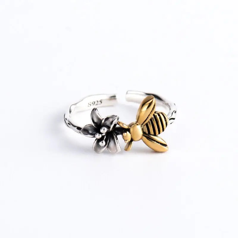 925 Sterling Silver Honeybee Flower Rings For Women Engagement Wedding Luxury Fine Jewelry Items GaaBou Jewellery