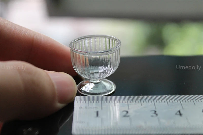 1/4 1/6 1/12 Scale Miniature Dollhouse Wine Glass Mini Dessert Cup Pretend Play Kitchen for Doll Food Toy Accessories