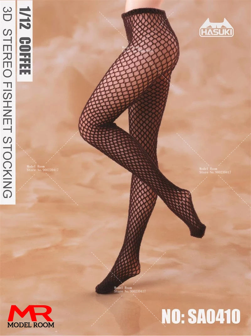HASUKI SA04 1/12 Scale 3D Fishnet Stockings Seamless Socks Clothes Accessories Model Fit 6'' Female Soldier Action Figure Body