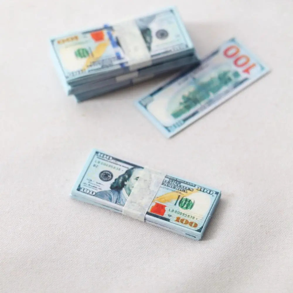 New 5 Bundles Paper Mini Dollars New 10 Styles Cute Banknotes Model 1/12 Dollhouse Toys 1/12 Dollhouse Decoration
