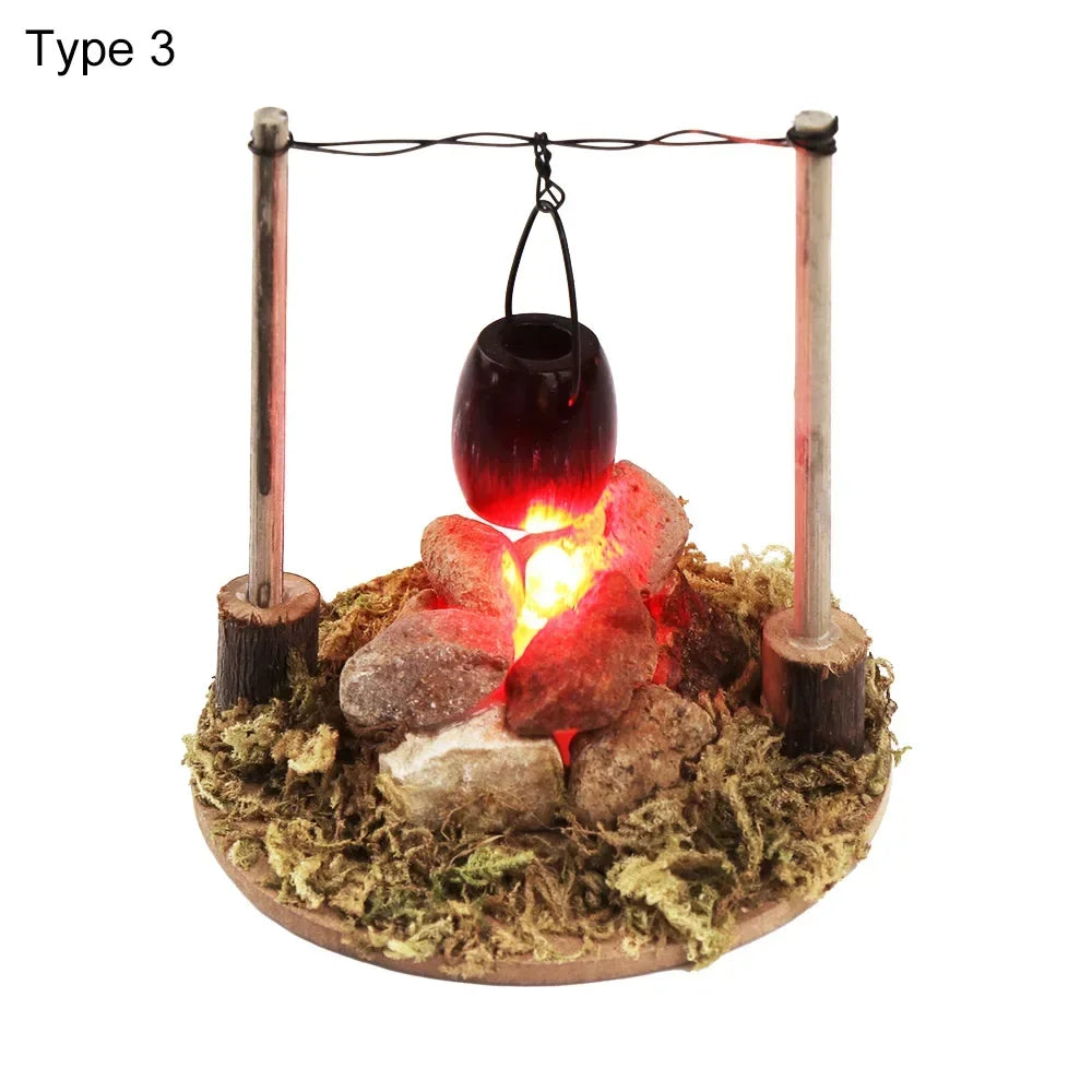 1:12 Scale Dollhouse Bonfire Miniatures Campfire Villa Scene Model Fairy Garden Decor Micro Landscape Playing House