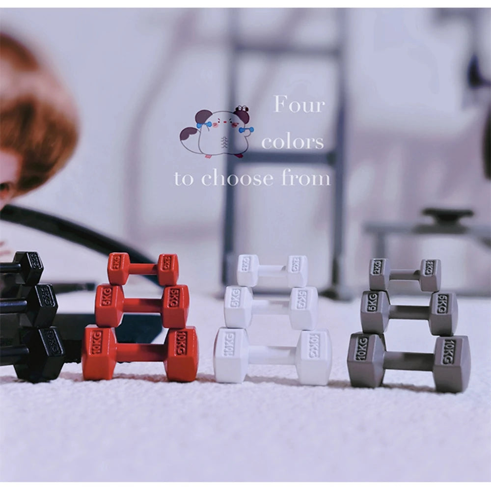 3pcs 1/12 Scale Miniature Dollhouse Mini Metal Dumbbells Sports Equipment Model Toys for OB11 BJD Doll Accessories