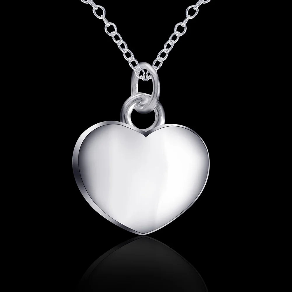 925 sterling Silver Solid Romantic heart Necklace For Women Fashion party wedding accessories jewelry christmas gifts