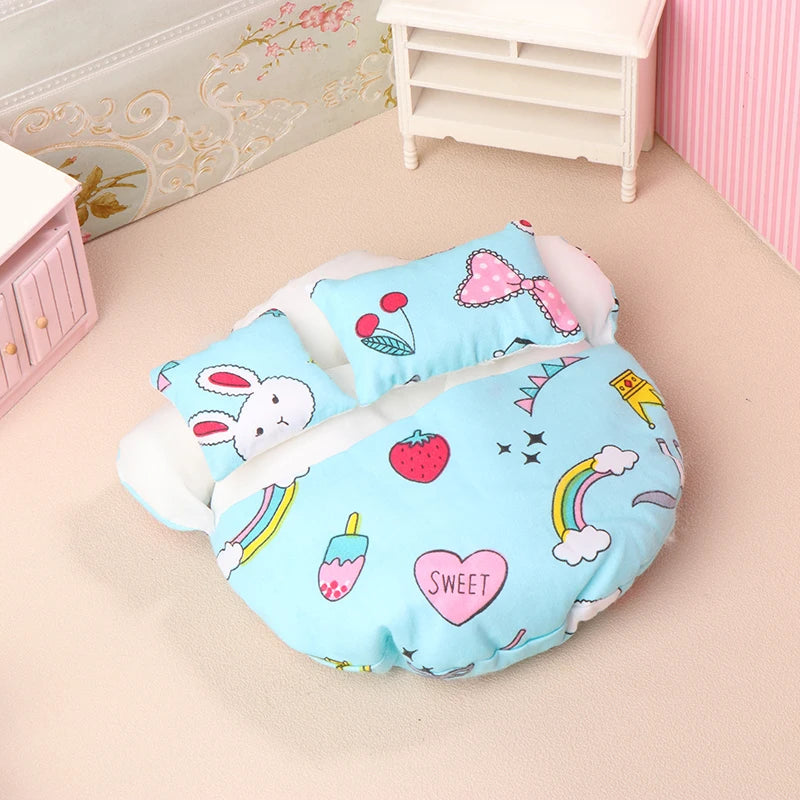 1/12 Dollhouse Miniature Broken Flower Bed Toy Mini Furniture Bedroom DIY Doll House Double Bed Decoration Accessories