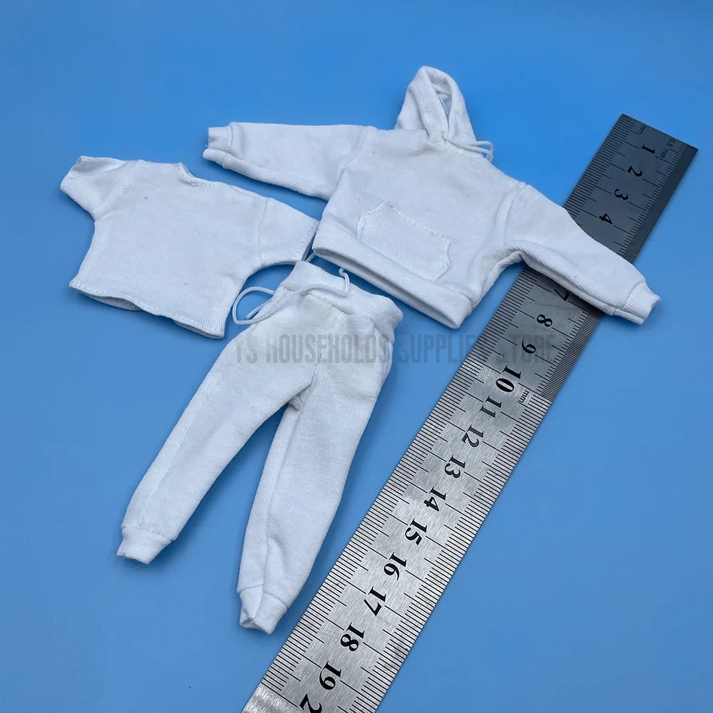 1/12 Scale Male/Female Soldier Clothing Trendy Casual Loose Fitting Hooded Sweater T-shirt Pants Set For 6" Action Figure Body