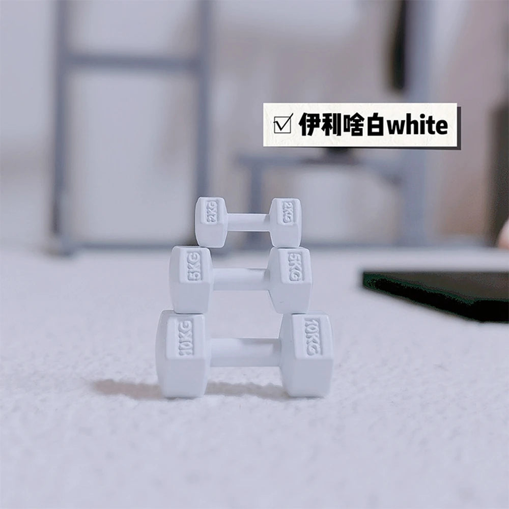 3pcs 1/12 Scale Miniature Dollhouse Mini Metal Dumbbells Sports Equipment Model Toys for OB11 BJD Doll Accessories