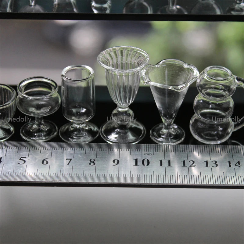 1/4 1/6 1/12 Scale Miniature Dollhouse Wine Glass Mini Dessert Cup Pretend Play Kitchen for Doll Food Toy Accessories